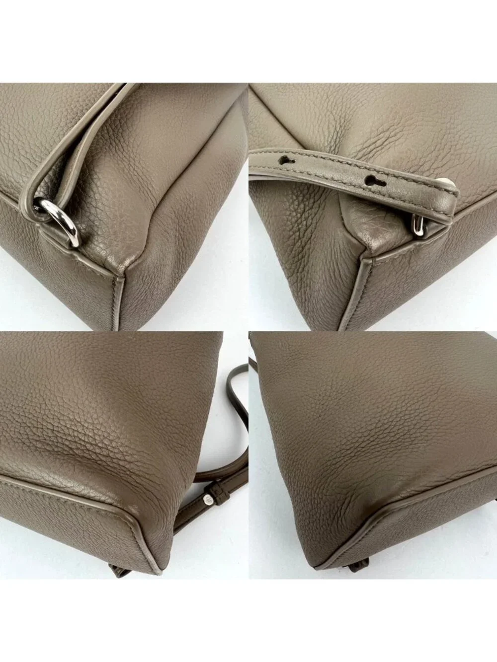 Loro Piana Grained Calfskin 23.5 Extra Pocket Warm Mastic Backpack